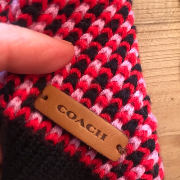 Coach Long Knit Scarf Pink and Blue - Picture 2 of 2